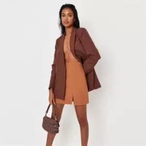 Image of Missguided Tailored Double Split Mini Skirt - Neutral