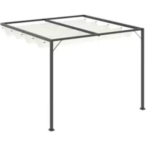 Image of Outsunny - 3 x 3(m) Outdoor Pergola Retractable Canopy Wall Mounted Gazebo Cream