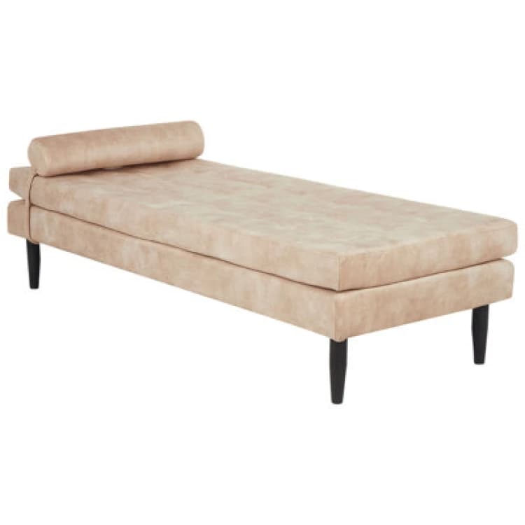 Image of Beliani Chaise Longue Ussel Velvet Beige