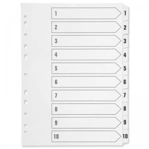 Image of Q-Connect A4 Multi-Punched 1-10 Polypropylene White