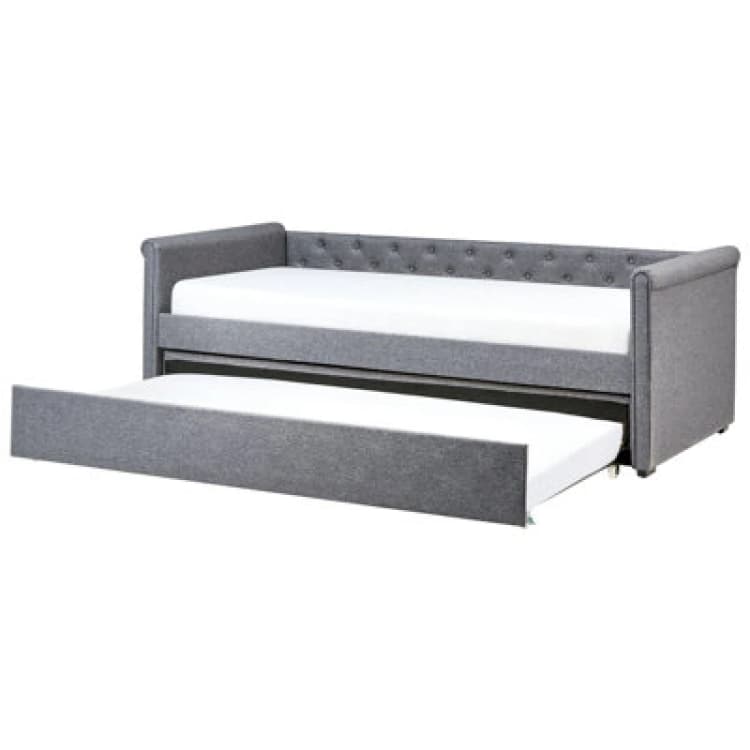 Image of Beliani Trundle Bed Fabric Libourne 90 X 200 Cm (Eu Single) Dark Grey