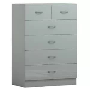 Image of Fwstyle Modern 6 Drawer Chest High Grey Gloss Drawers On A Matt Grey Frame