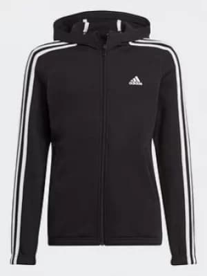 Image of adidas Essentials 3-stripes Full-zip Hoodie, Black/White, Size 4-5 Years, Women