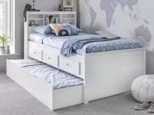 Image of Bedmaster Veera 3ft Single White Wooden Guest Bed Frame