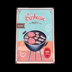 Image of Retro Barbecue Party Sign Vintage Metal Sign