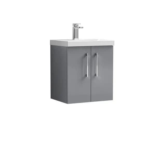 Image of Arno Wall Mounted 2 Door Vanity Unit with Basin Satin Grey
