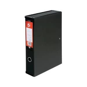 Image of 5 Star Office Foolscap Box File Lock Spring with Push Button Closure 70mm Capacity Black Pack of 5
