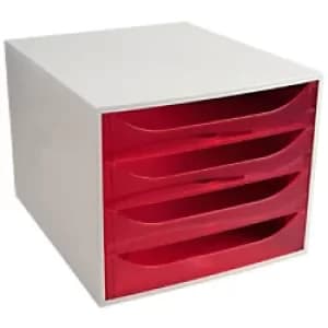 Image of Exacompta Ecobox Drawer Set Linicolor, Grey/Raspberry Translucent, Pack of 1