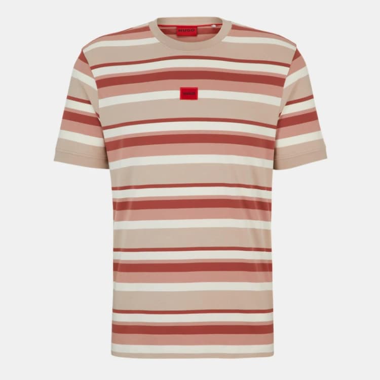 Image of Hugo Mens Oversized T-Shirt Pink/White 963 male M