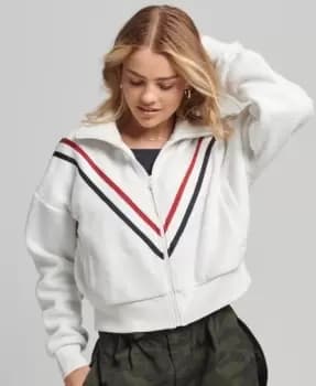 Image of Superdry Womens Vintage Chevron Polar Fleece Top Cream / Ecru - Size: 8