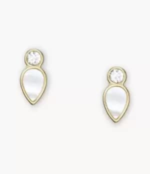 Image of Fossil Women Teardrop White Mother of Pearl Stud Earrings