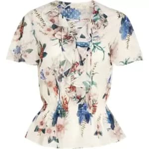 Image of Ted Baker Ruffle Tie Top - White