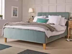 Image of LPD Pierre 5ft King Size Aqua Blue Velvet Upholstered Fabric Bed Frame