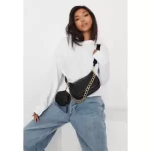 Image of Missguided Embossed Double Bag - Black