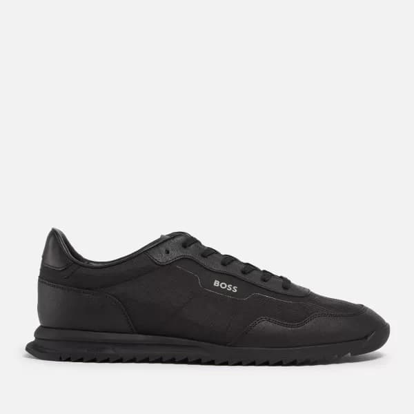 Image of BOSS Mens Zayn Faux Leather and Canvas Trainers - UK 10