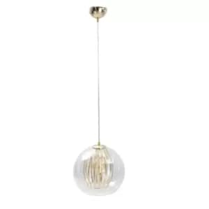 Image of Glamour Dome Pendant Ceiling Light Gold, 30cm, 1x E27