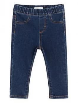 Image of Mango Baby Girls Denim Jegging - Dark Blue, Size 9-12 Months