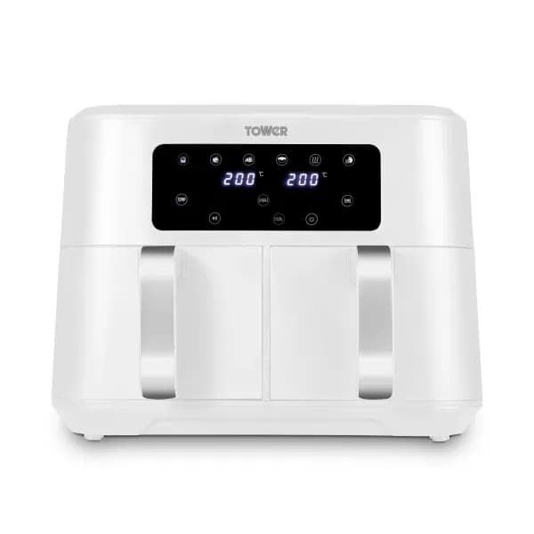 Image of Tower Vortx T17137WHT 2400W 8.5L Dual Basket Air Fryer