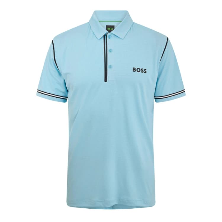 Image of Boss Mens Paddytech Goc Short Sleeve Polo Shirt Pastel Blue male S