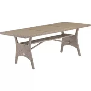 Image of Poly Rattan Dining wpc Table 190x90x75cm Weather-Resistant Garden Patio Furniture - Black, Brown, Cream, Grey Cream - Casaria