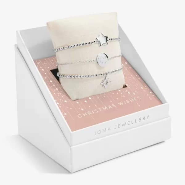 Image of Christmas Celebrate You Gift Boxed Christmas Wishes Silver Set Of 3 Bracelet 6321