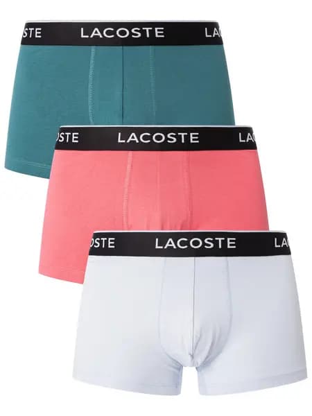 Image of Lacoste 3 Pack Trunks Grey/Pink/Black XXL