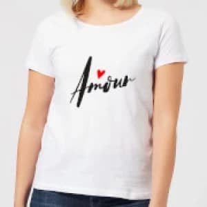 Image of Amour Script Womens T-Shirt - White - 4XL