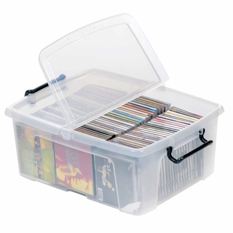 Image of Strata Smart Box Clip-On Folding Lid Carry Handles 24 Litre Clear Ref HW673CLR