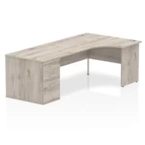 Image of Impulse 1800 Right Hand Panel End Workstation 800 Pedestal Bundle Grey Oak