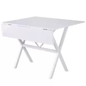 Image of Homcom Dining Table Drop Leaf Design Foldable Metal Frame Seats Up To 6 White