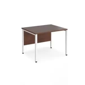 Image of Office Desk 800mm Rectangular Desk With Bench Leg Walnut Tops With White Frames 800mm Depth Maestro 25