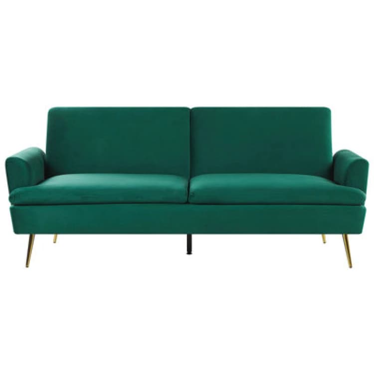 Image of Beliani Sofa Bed 3 Seater Vettre Velvet Dark Green