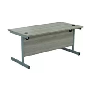 Image of Jemini Single Rectangular Desk 1200x800x730mm Grey Oak/Silver KF801014
