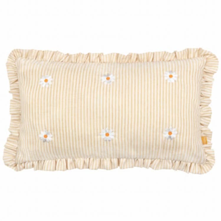 Image of furn. Furn. Les Fleurs Embroidered Ruffle Filled Cushion Daises 30 X 50Cm, White 5025532852977.00