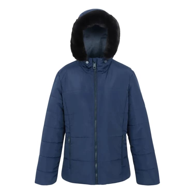 Image of Womens Regatta Winnie Baffle Hooded Puffer Bleu Female 42