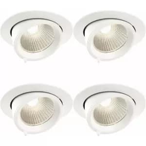 Image of 4 pack Fully Adjustable Ceiling Downlight - 30W Cool White LED - Matt White