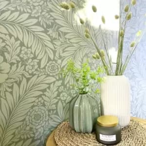 Image of Belgravia Decor Florence All Over Leaf Green Wallpaper