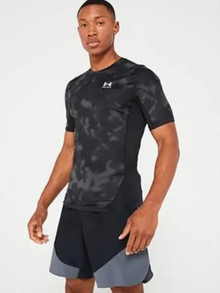 Image of Under Armour Mens Training HeatGear® Armour Printed T-Shirt - Black/White Size M Men