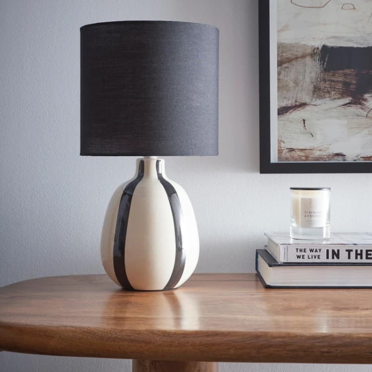Image of K Living Toga Black Stripe Ceramic Table Lamp Black unisex One Size