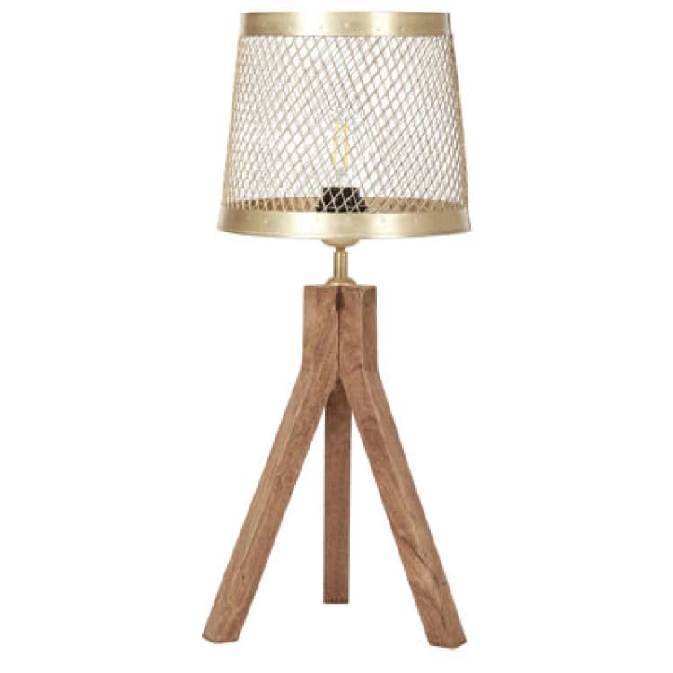Image of Beliani Table Lamp Beki Mango Wood Brown