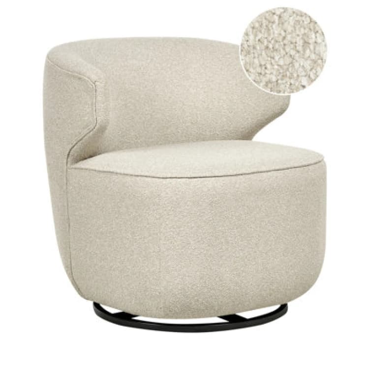 Image of Beliani Swivel Armchair Boucle Light Beige Molleby