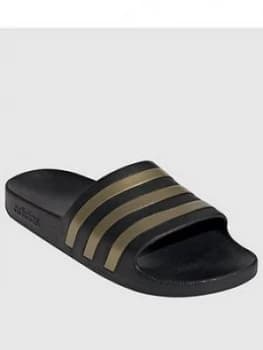 Image of adidas Adilette Aqua Slides - Black/Gold, Size 6, Women