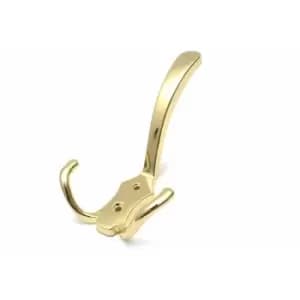 Image of Triple Hat Coat Hanger Hook Door Wall Bath With Fixings - Colour Gold - Pack of 8