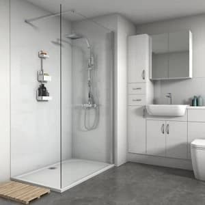 Image of Splashwall Gloss White 3 sided Shower Panel kit (L)1200mm (W)1200mm (T)4mm