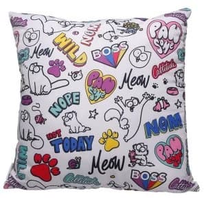 Image of White Simons Cat Pawsome Cushion with Insert