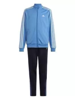 Image of adidas Sportswear Girls Junior Tracksuits Essentials 3-Stripes Tracksuit - Blue Size 11-12 Years, Women