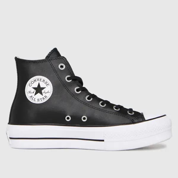 Image of Converse lift hi leather trainers in Black UK 8 (EU 41½)