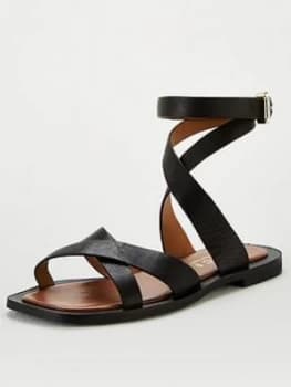 Image of Office Siren Ankle Strap Flat Sandal - Black