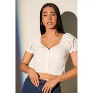 Image of I Saw It First White Puff Sleeve Crop Top - White