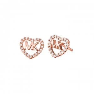 Image of Michael Kors Logo Heart Earrings - Rose Gold